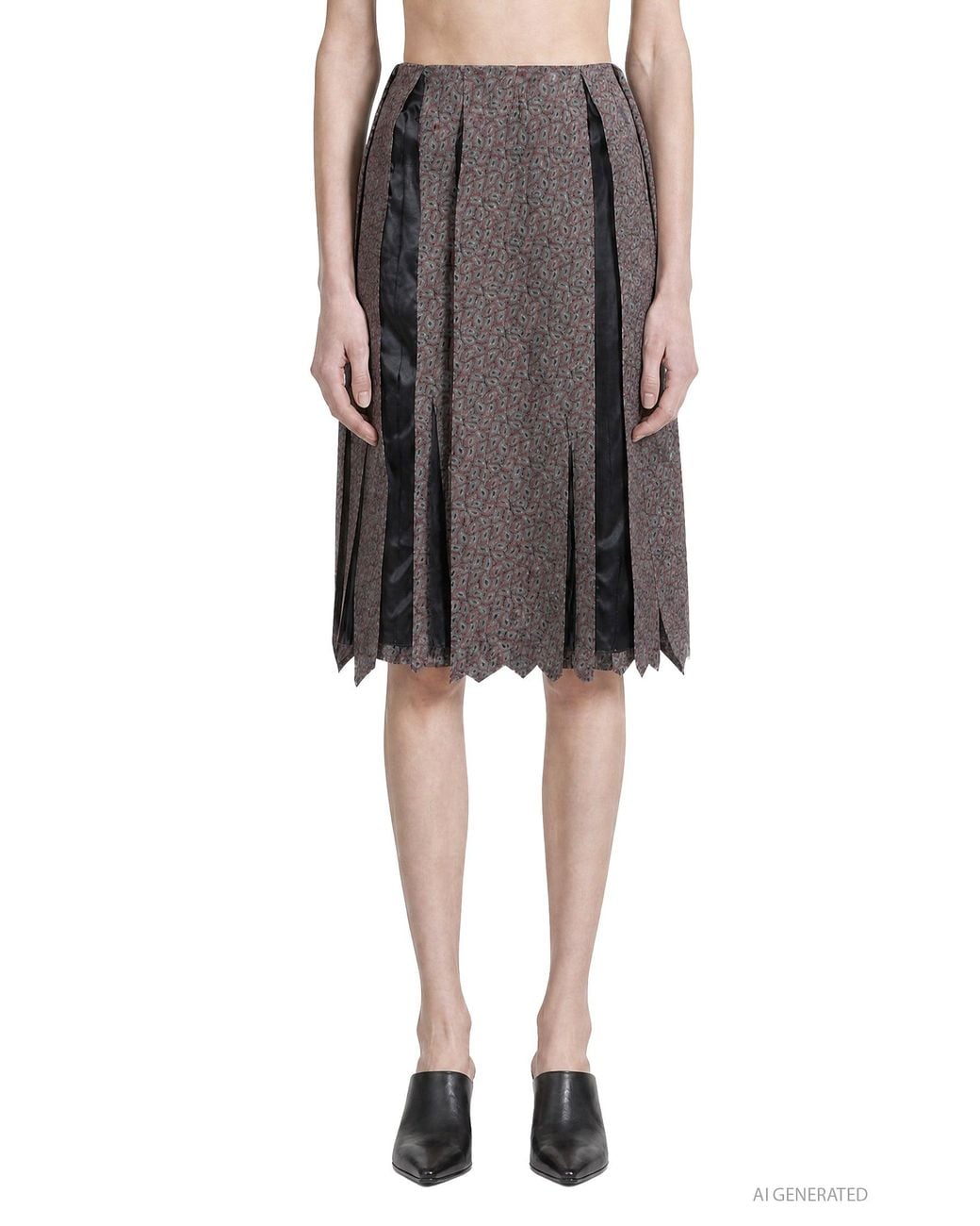 Maison Margiela Black Fusion Paisley Midi Skirt