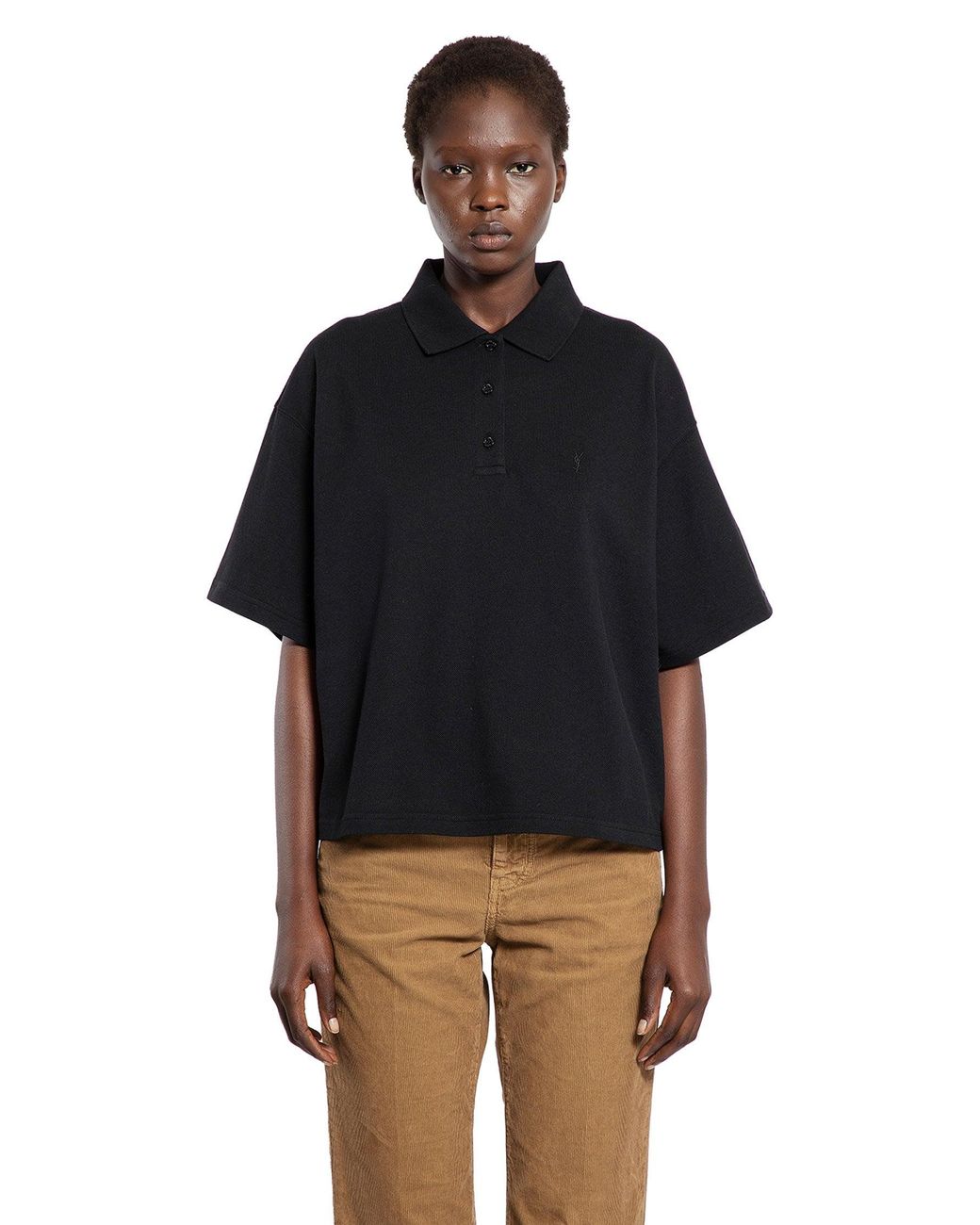Saint Laurent Black Cassandre Polo Shirt