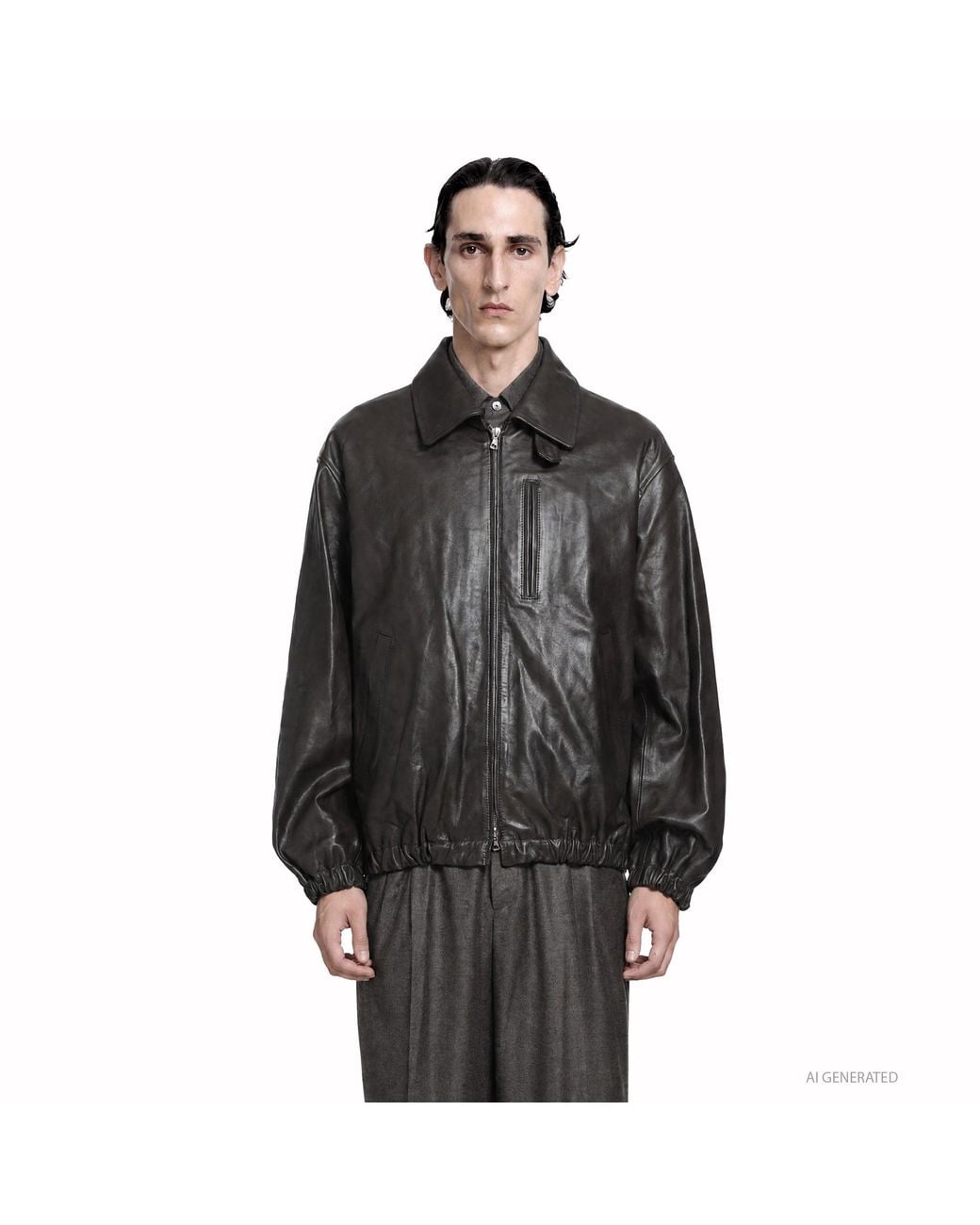 Ssstein Black Calf Zip Short Jacket for men