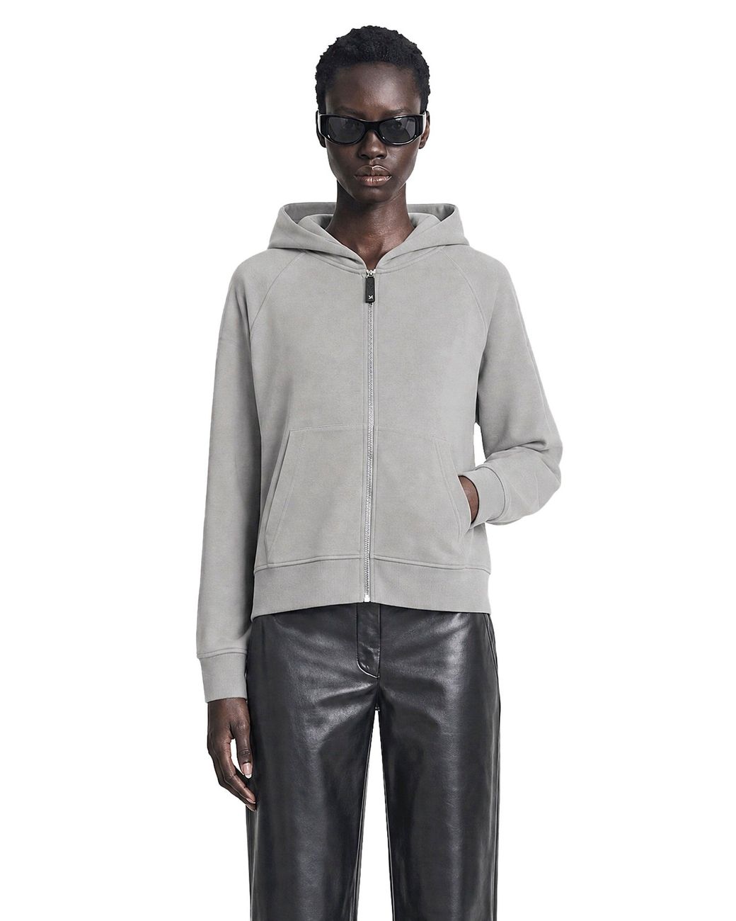 Max Mara Gray Technical Cotton Zip-Up Hoodie
