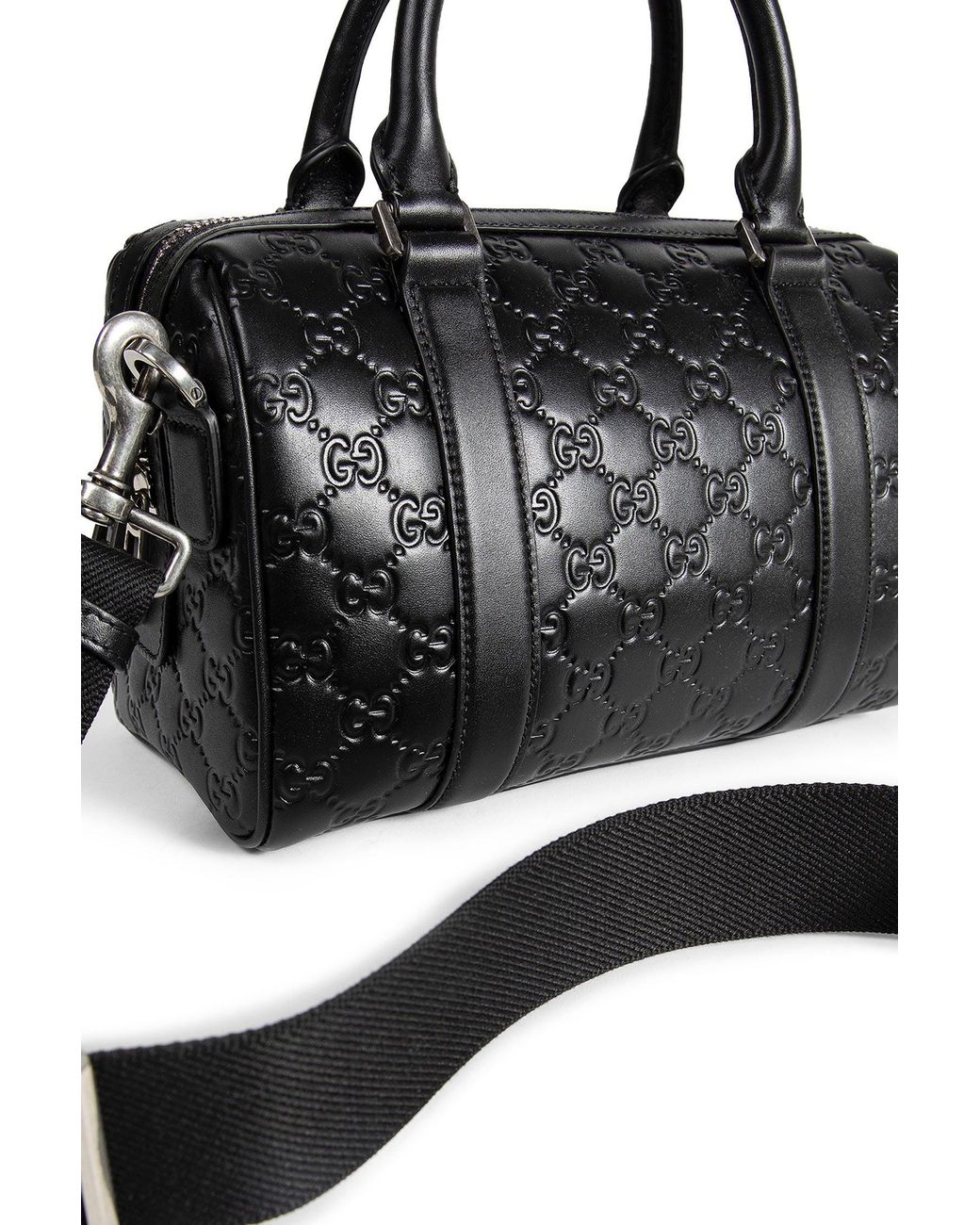 Gucci Black Gg Emblem Small Leather Duffle Bag for men