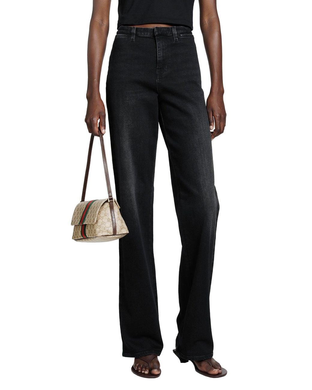 Gucci Black Washed Denim Tailored Jeans