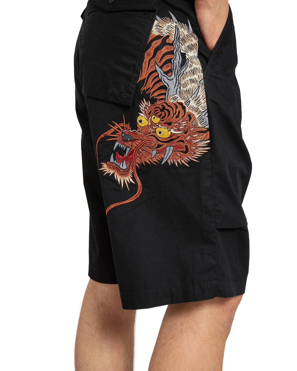 Maharishi Black Tiger Dragon Loose Snoshorts for men