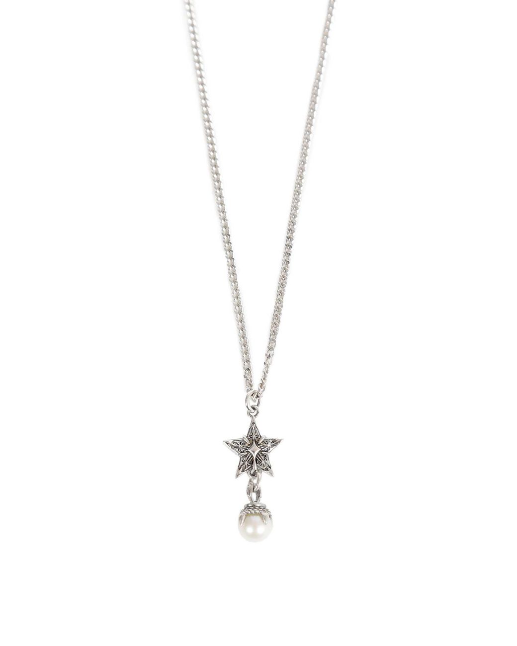 Emanuele Bicocchi Metallic Stella Notre Dame Pearl Necklace for men