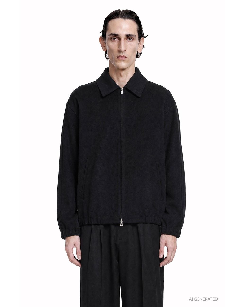 Ssstein Black Double Face Cloth Zip Jacket for men