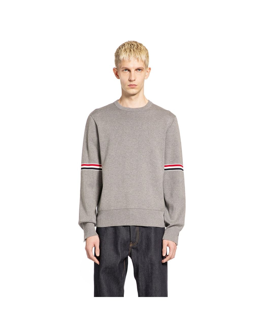 Thom Browne Gray Milano Stitch Rwb Sweater for men