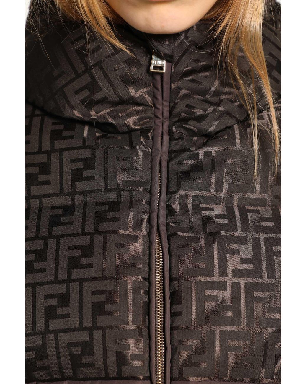 Fendi Brown Ff Nylon Down Jacket