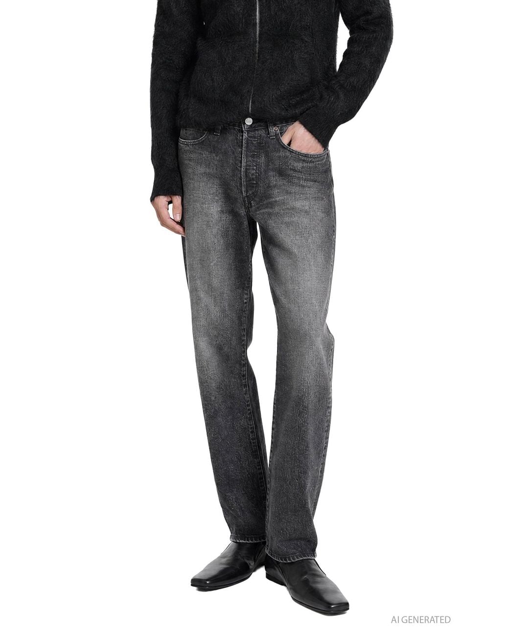 Ssstein Gray Loose Denim Pants for men