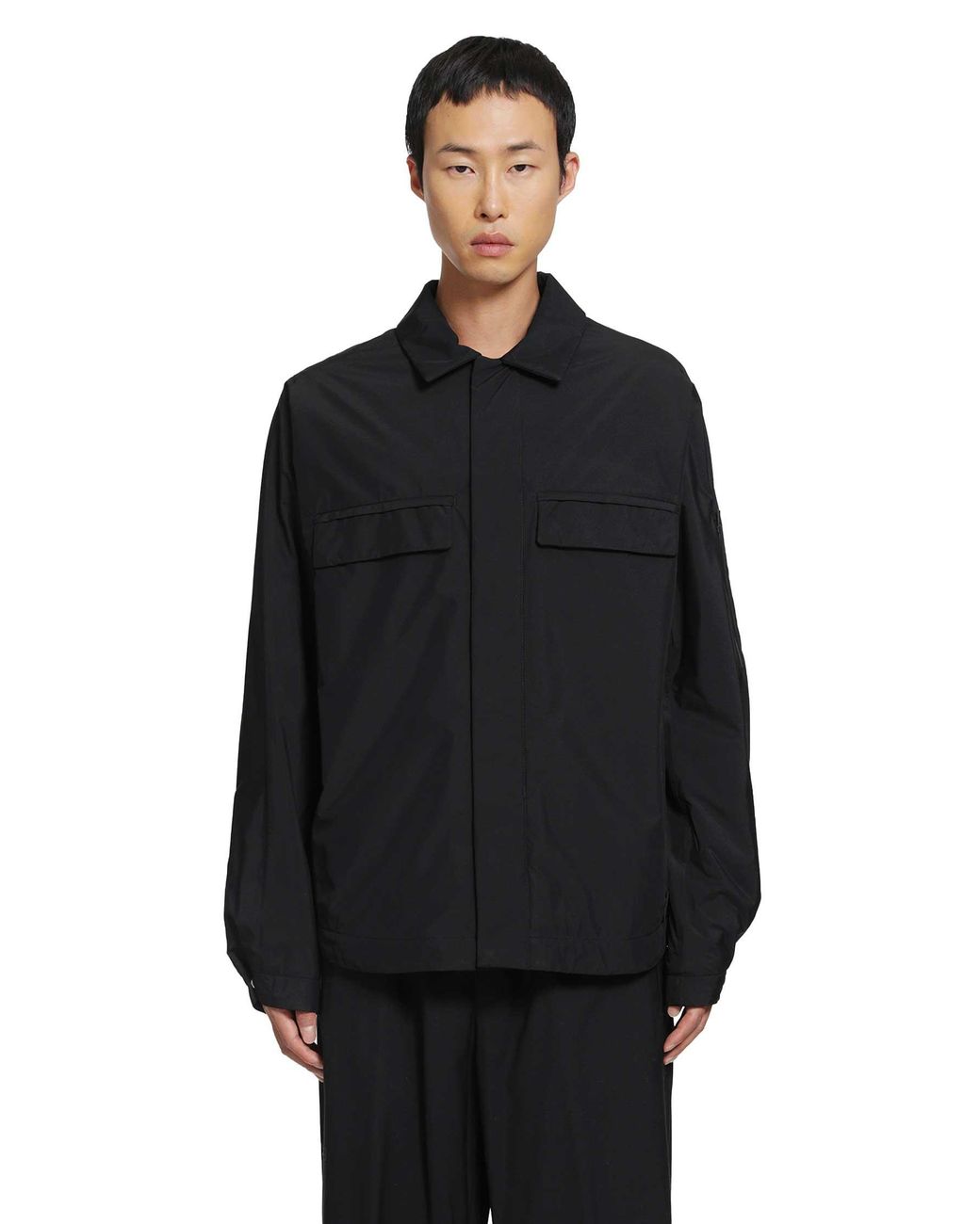 Laminar Black Coated Nylon Overshirt for men