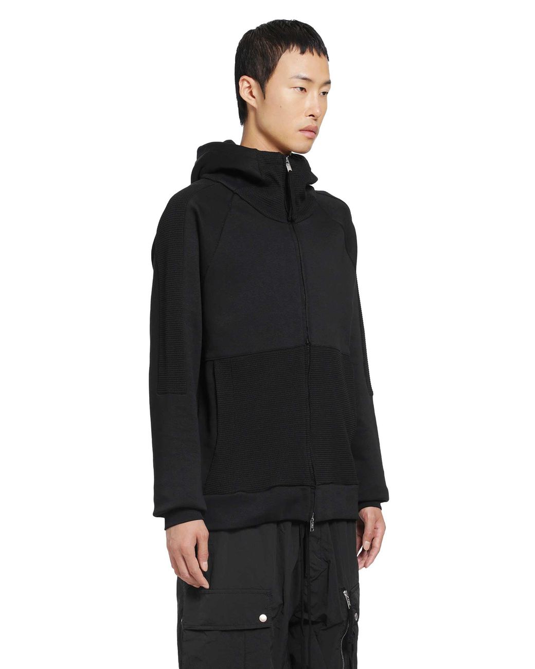 Thom Krom Black Hooded Zip-Up Sweatshirt for men