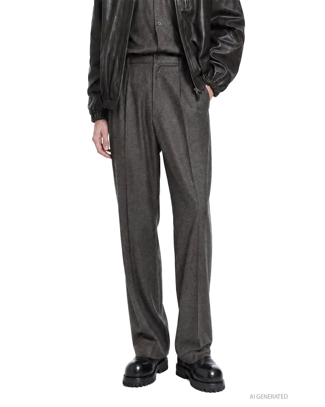 Ssstein Gray Extra Fine Wool Wide Trousers for men