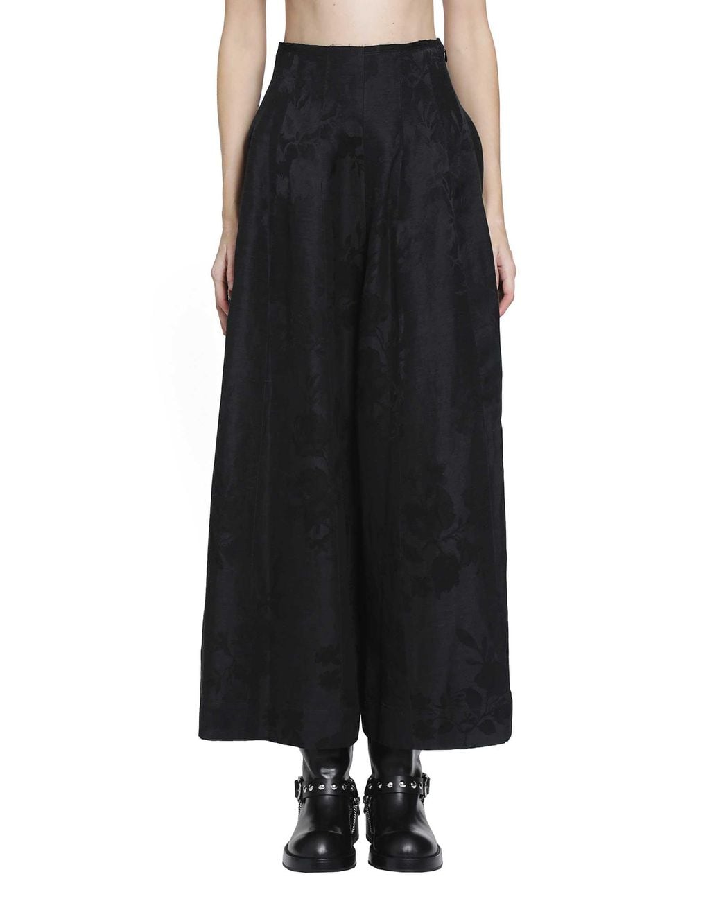 YA YI Black Floral Jacquard Corset Pants