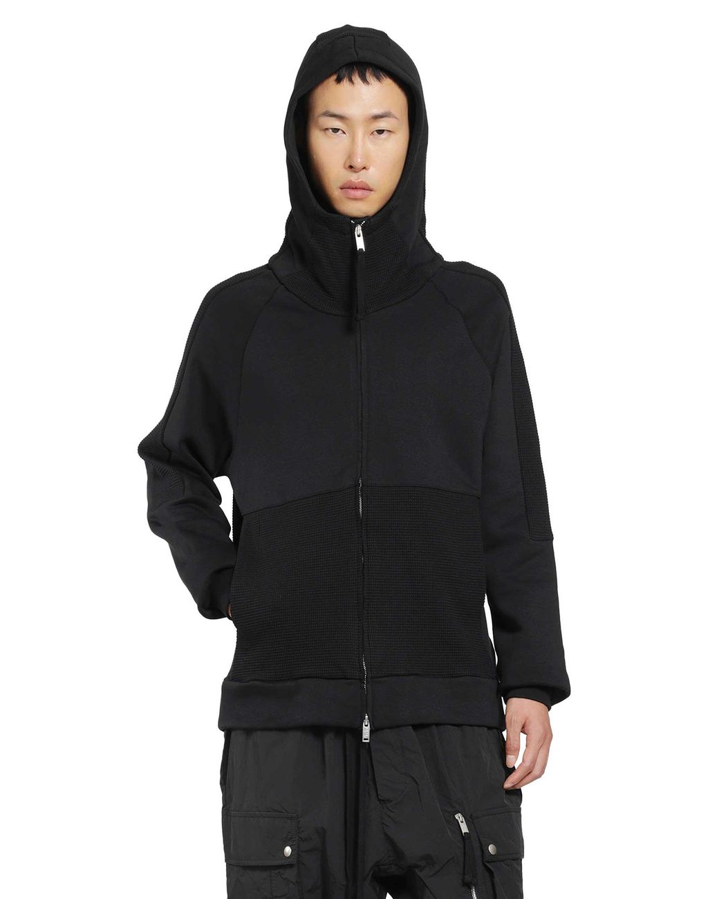 Thom Krom Black Hooded Zip-Up Sweatshirt for men