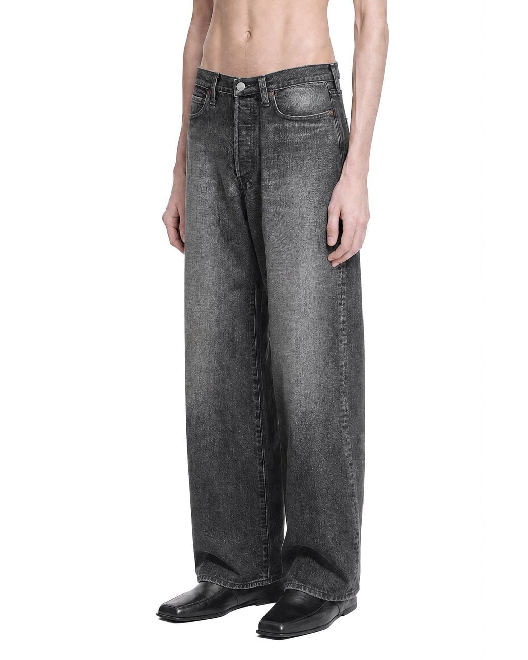Ssstein Gray Loose Denim Pants for men