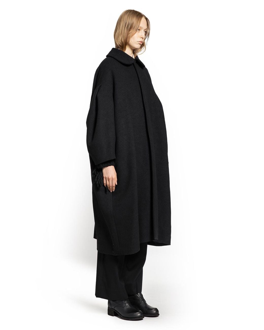 Cdg/cdg Black Puffed Sleeve Oversized Coat
