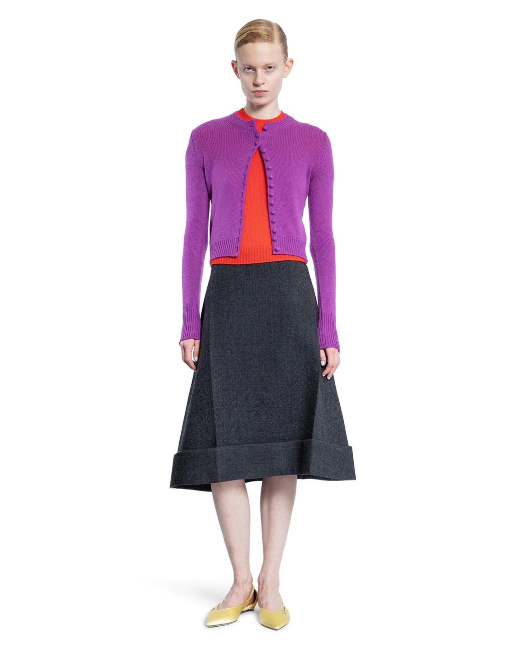 Prada Blue Vintage-Look Rush Stitch Midi-Skirt
