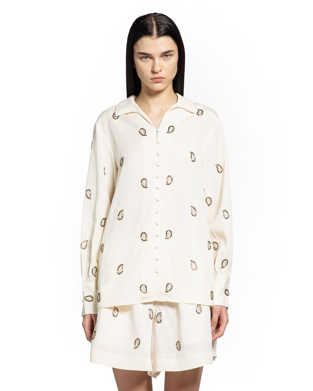 Polo Ralph Lauren White Beaded Paisley Top