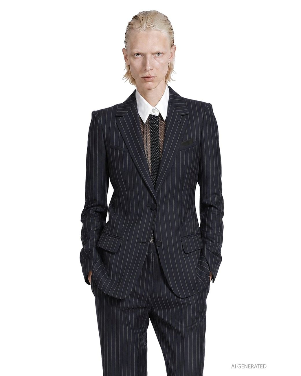 Tom Ford Black Chalk Sripe Wool Mohair Blazer