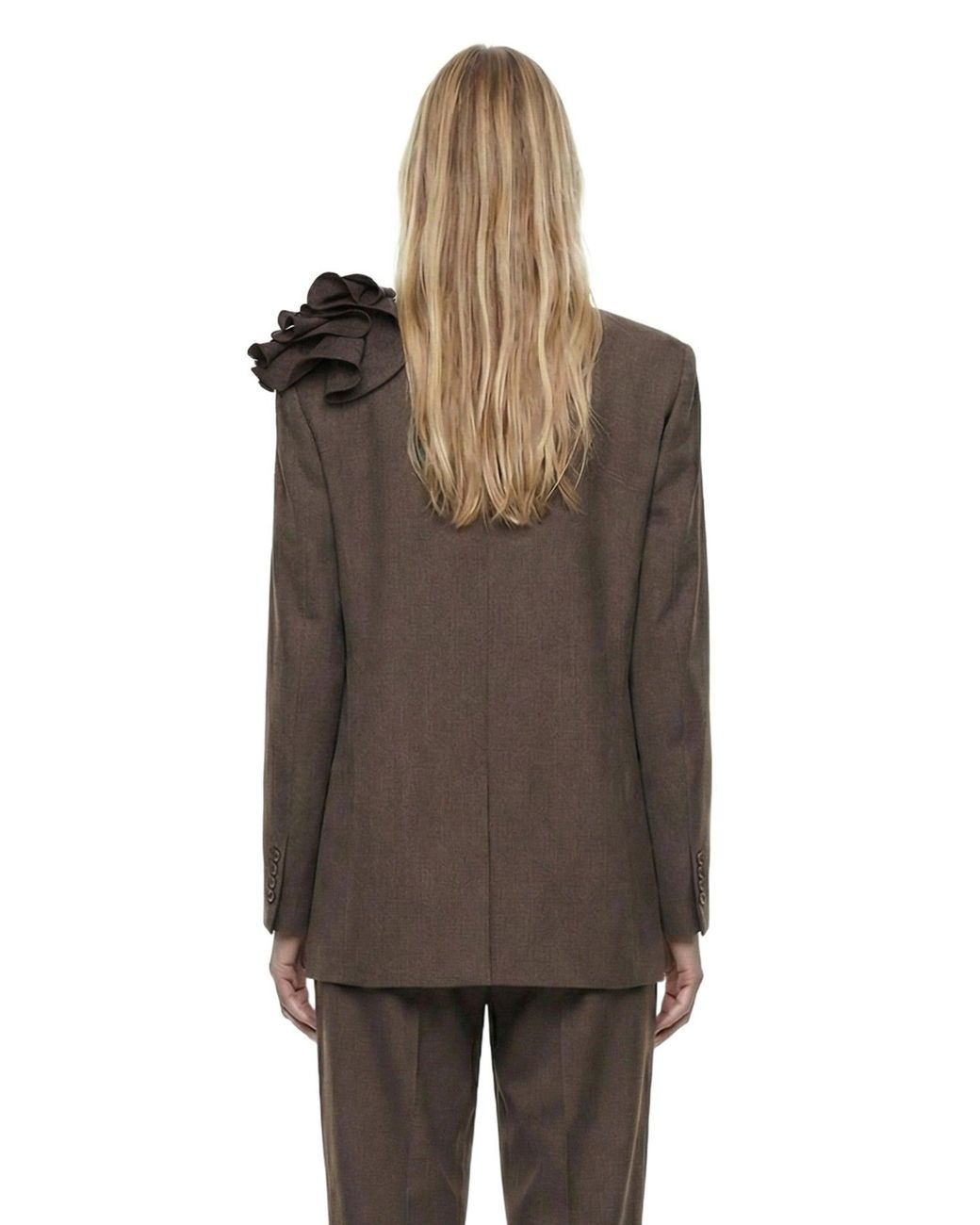 Magda Butrym Brown Linen Flower Blazer