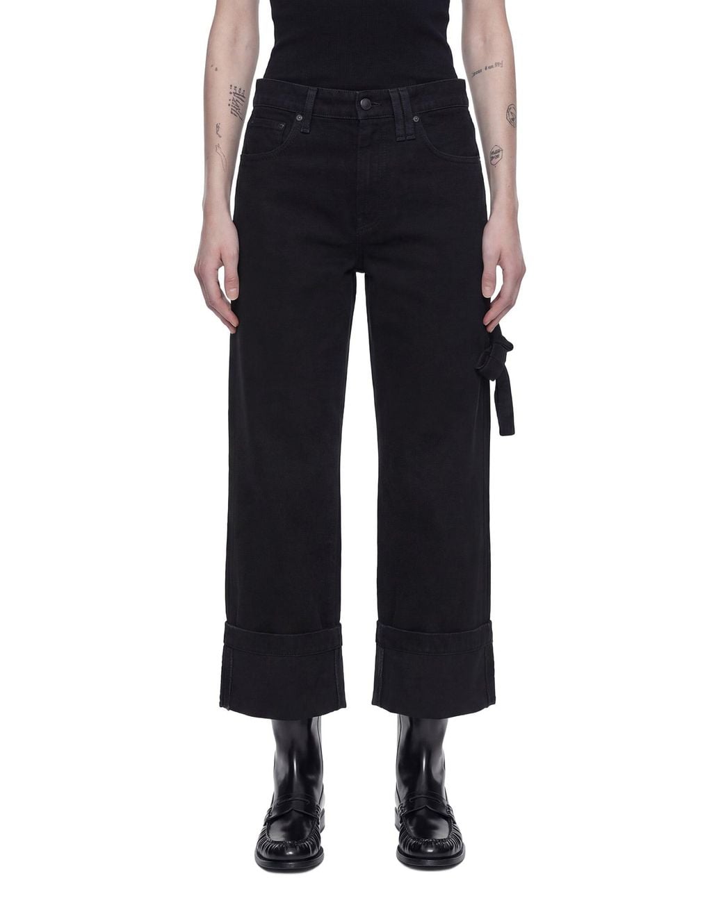 Simone Rocha Black Cropped Straight Leg Jeans