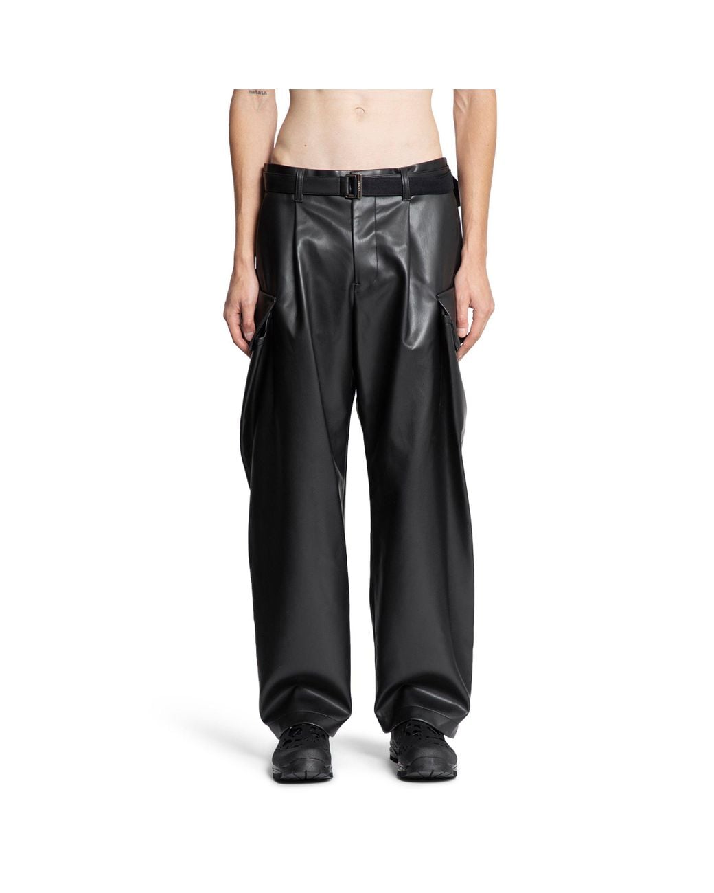 Sacai Faux Leather Pants in Black for Men | Lyst