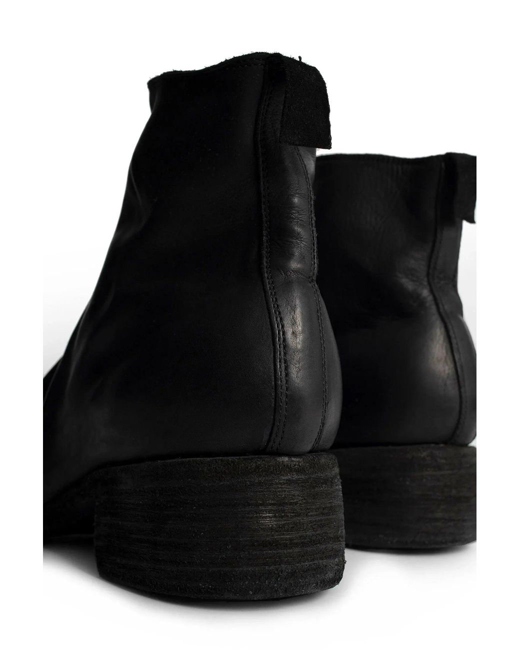 Guidi Black Front Zip Leather Ankle Boots for men