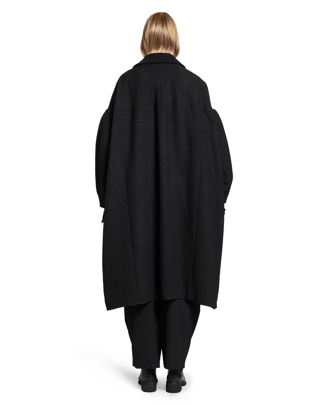 Cdg/cdg Black Puffed Sleeve Oversized Coat