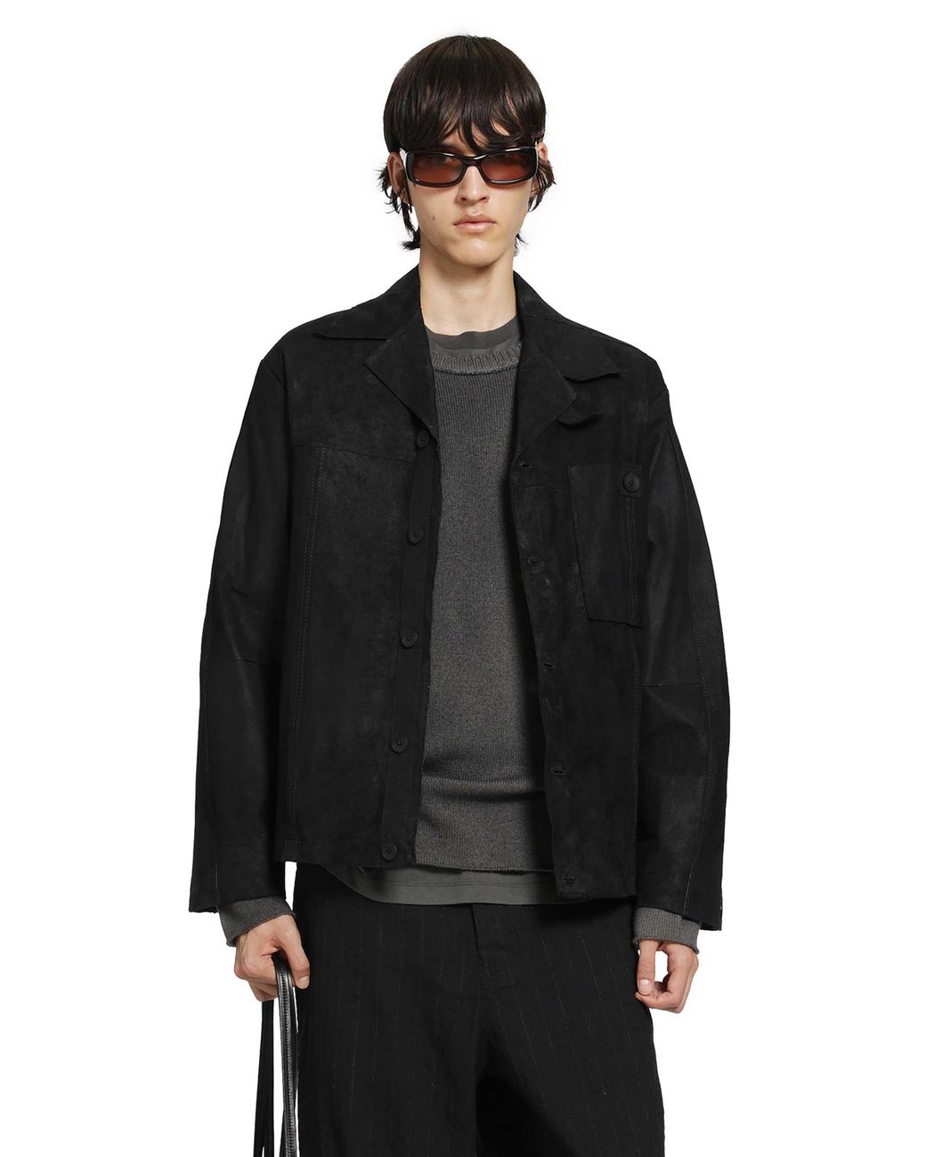 Transit Black Marbled Lambskin Jacket for men