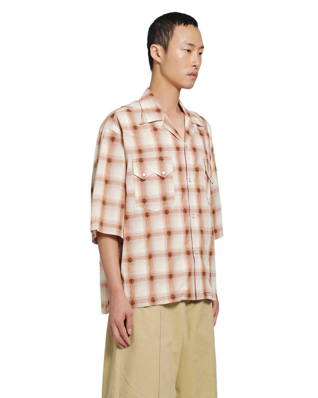Kapital Pink Thunderbird Shadow Check Western Shirt for men