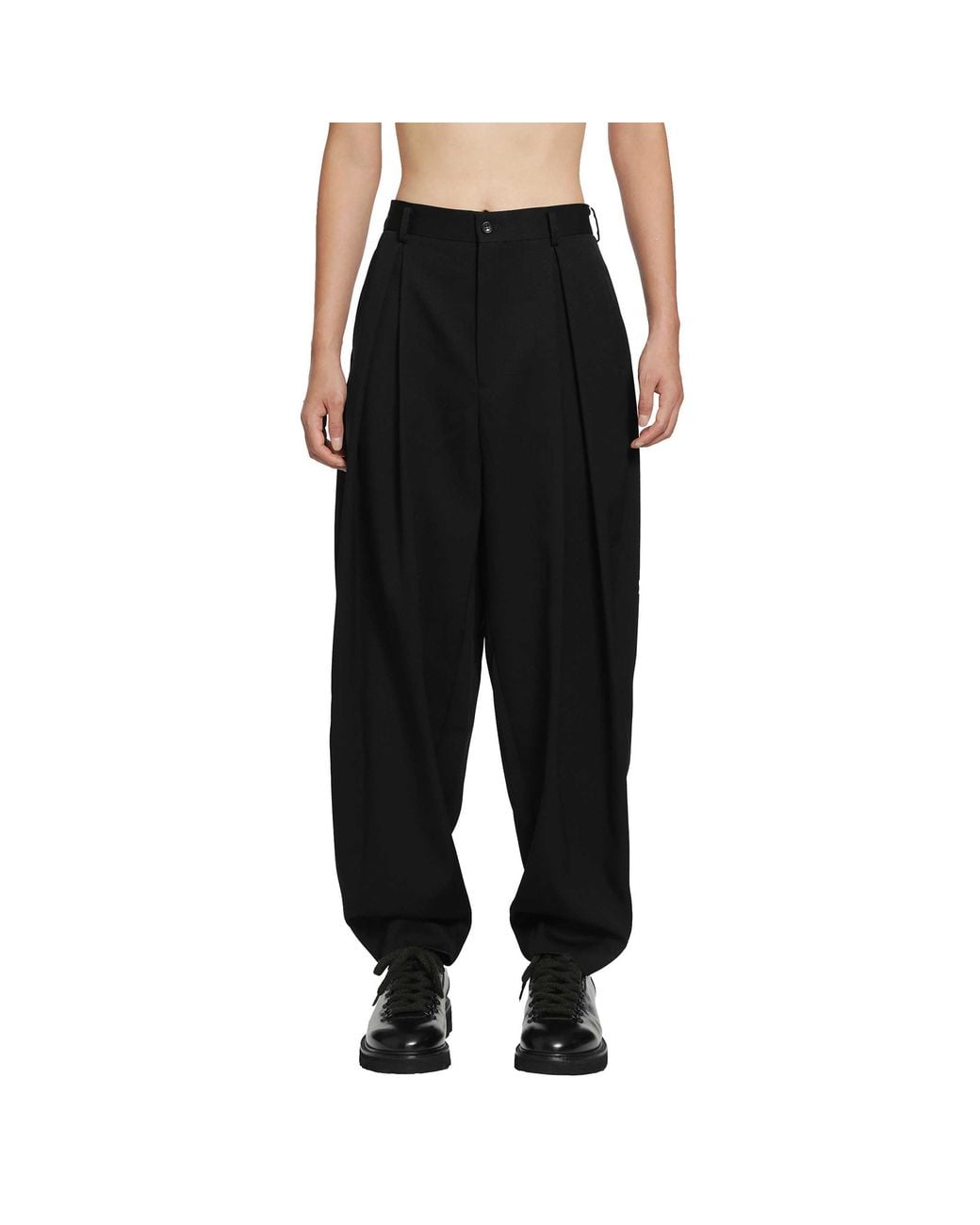 Comme des Garçons Black Pleated Wool Pants for men