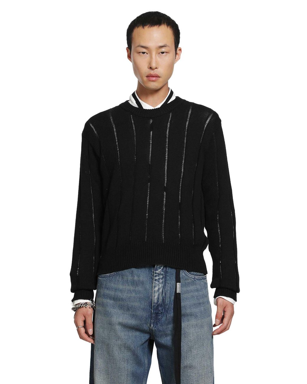Ann Demeulemeester Black Rikki Brushed Rib Crewneck Sweater for men
