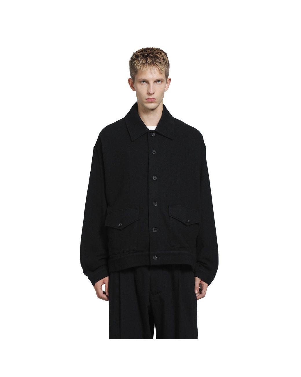 Yohji Yamamoto Black Stand Collar Blouson for men