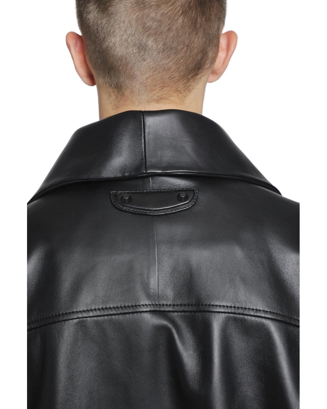 Balenciaga Black Leather Zip-Up Jacket for men