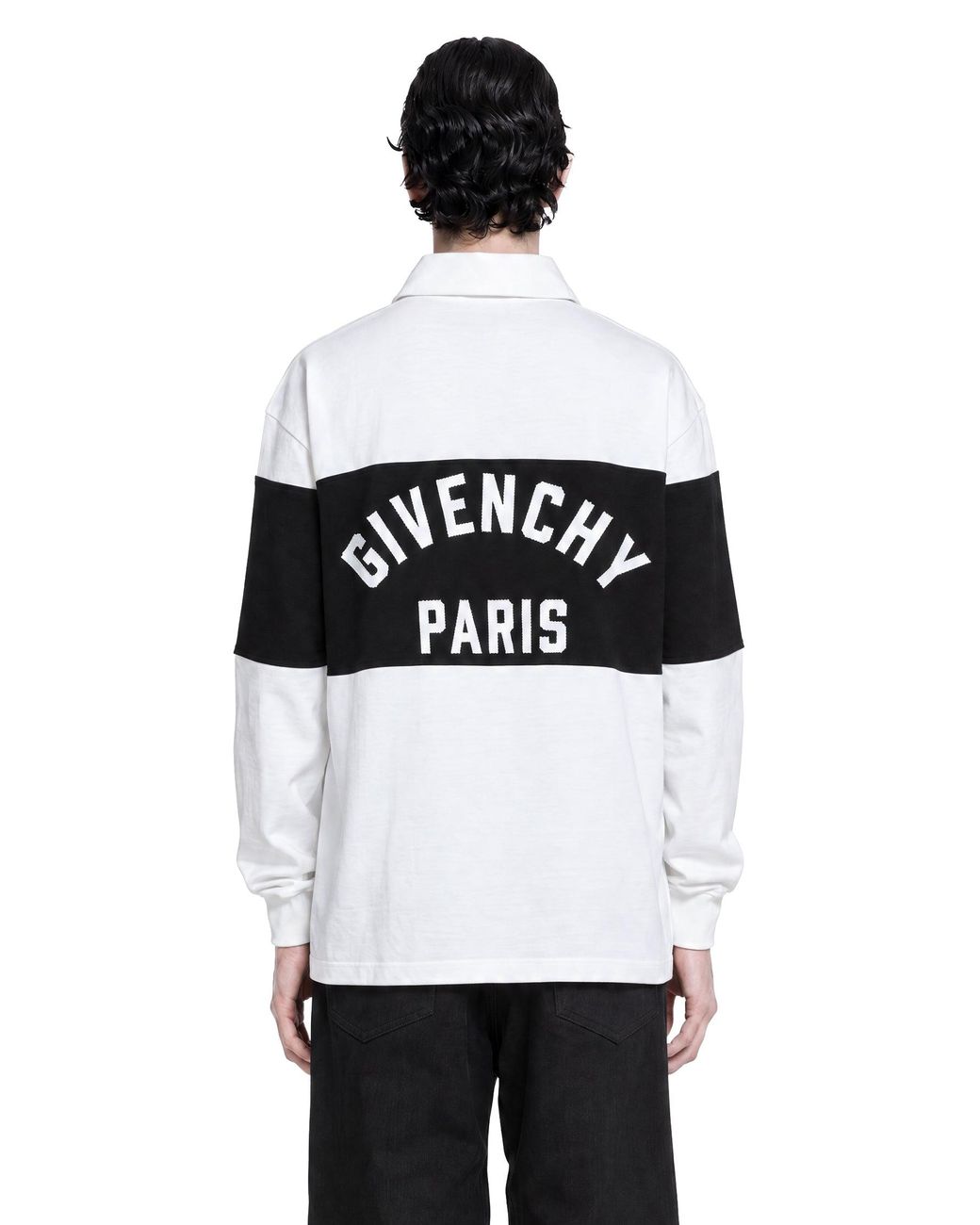 Givenchy White Paris Striped Two-Tone Polo for men
