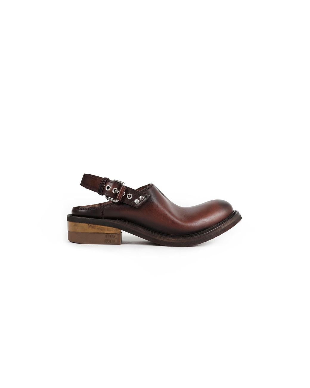 Miu Miu Brown Foule Leather Mules