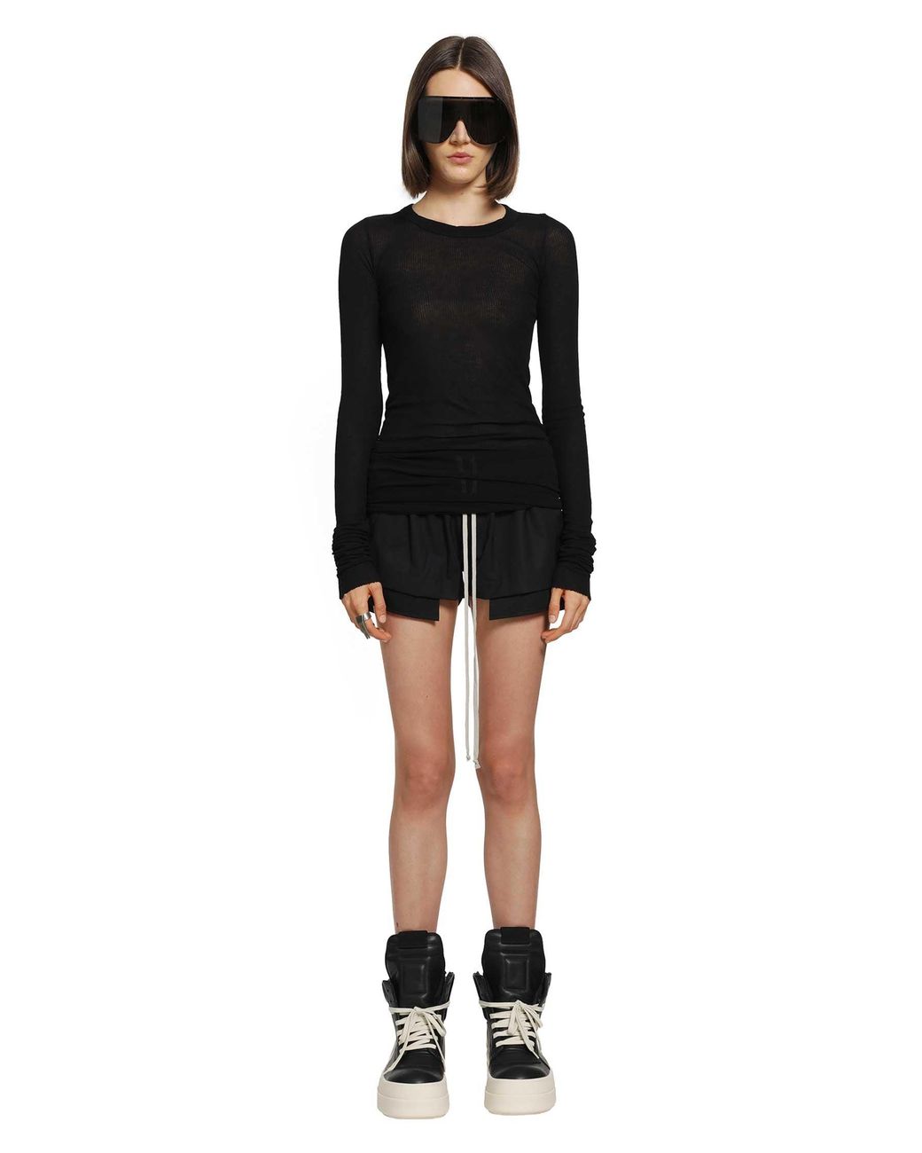 Rick Owens Black Tower Rib Ls T