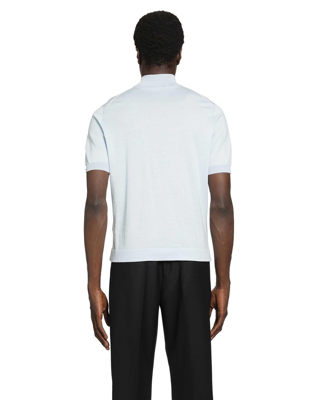 Prada White Short Sleeve Cotton Sweater for men