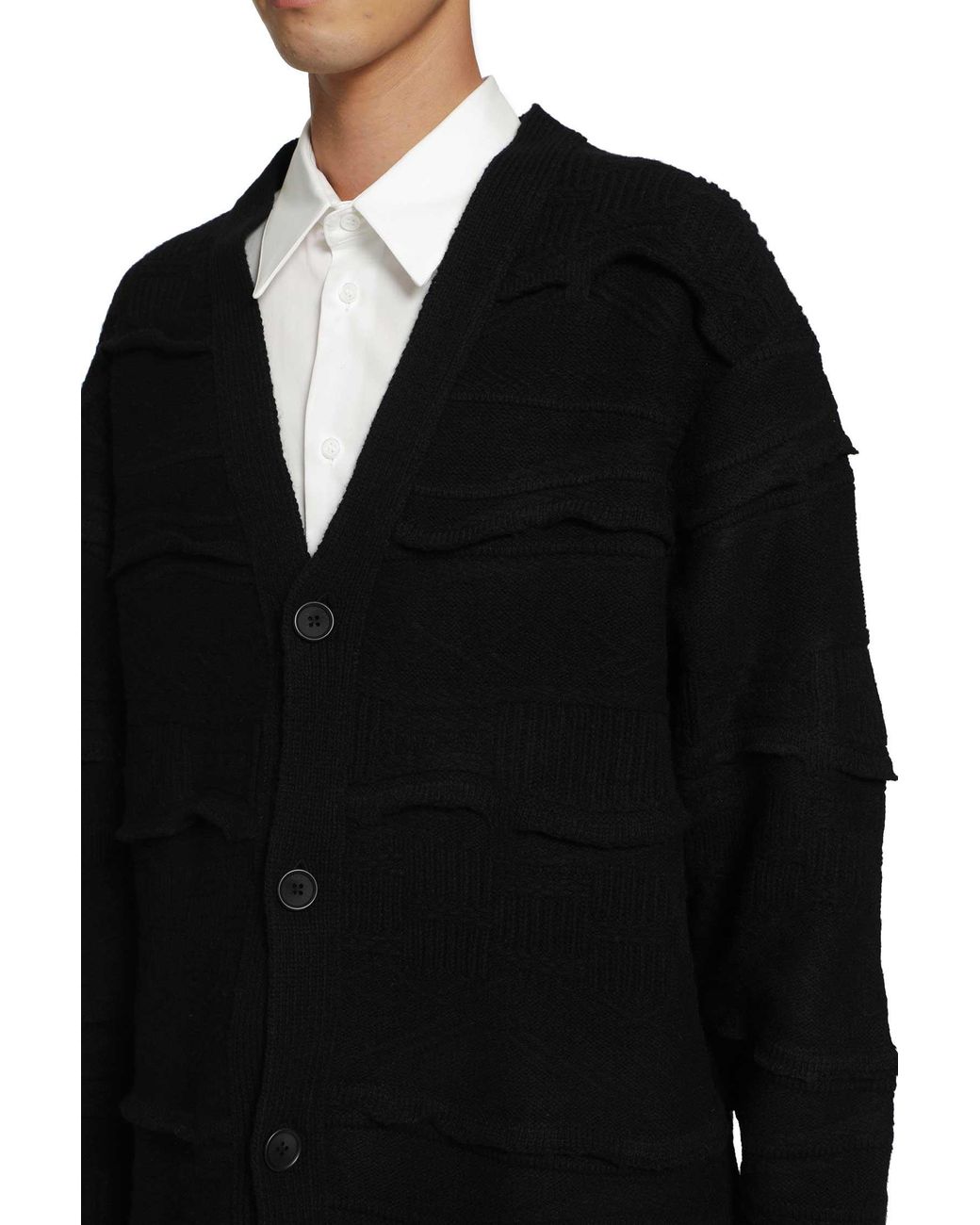 Yohji Yamamoto Black V-Neck Cardigan for men