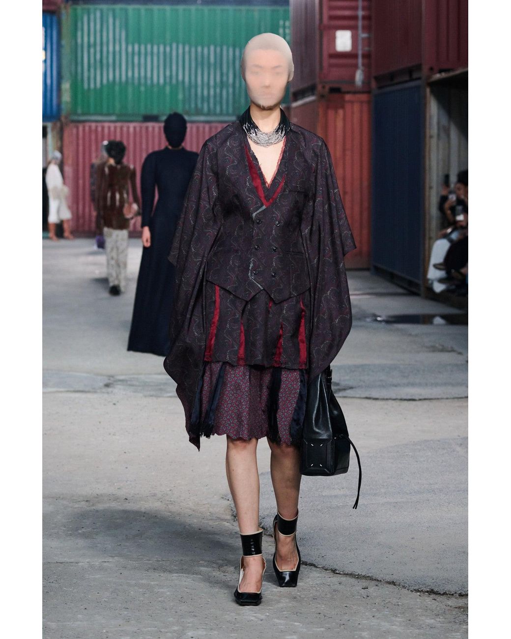Maison Margiela Black Fusion Paisley Midi Skirt