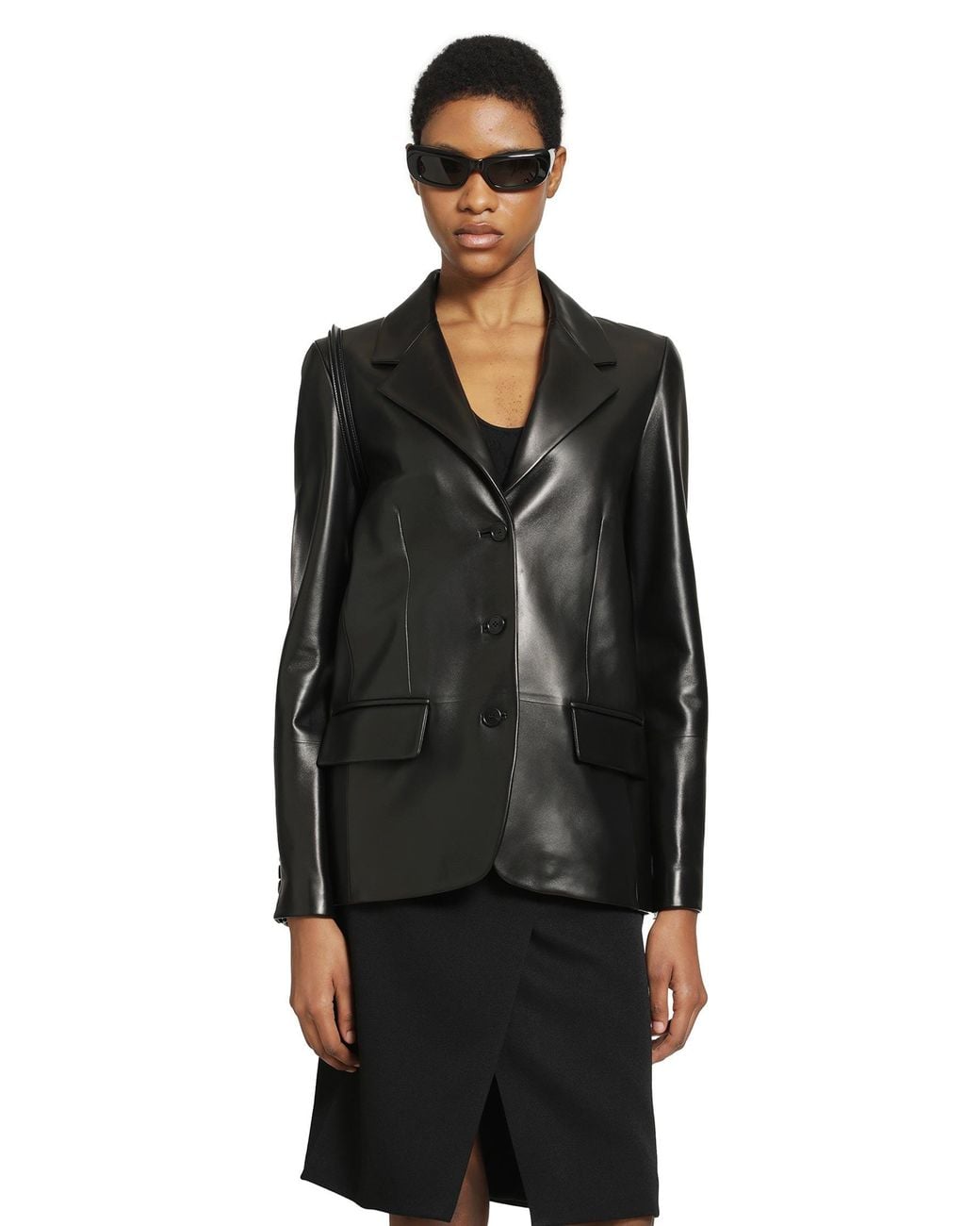 Gucci Black Leather Blazer