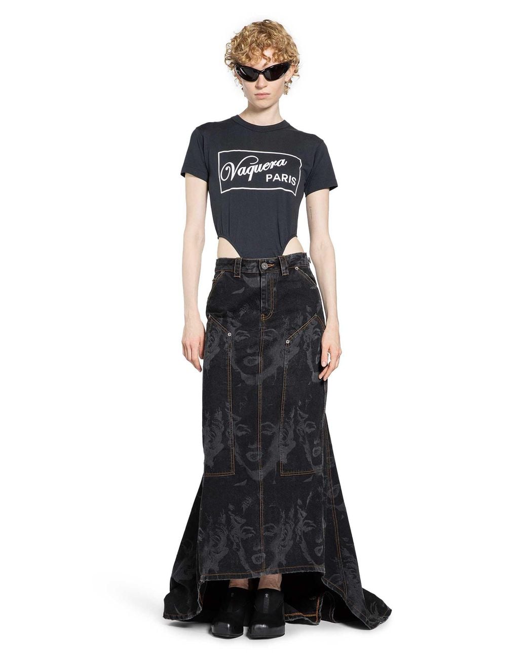 VAQUERA Black Denim Prom Skirt