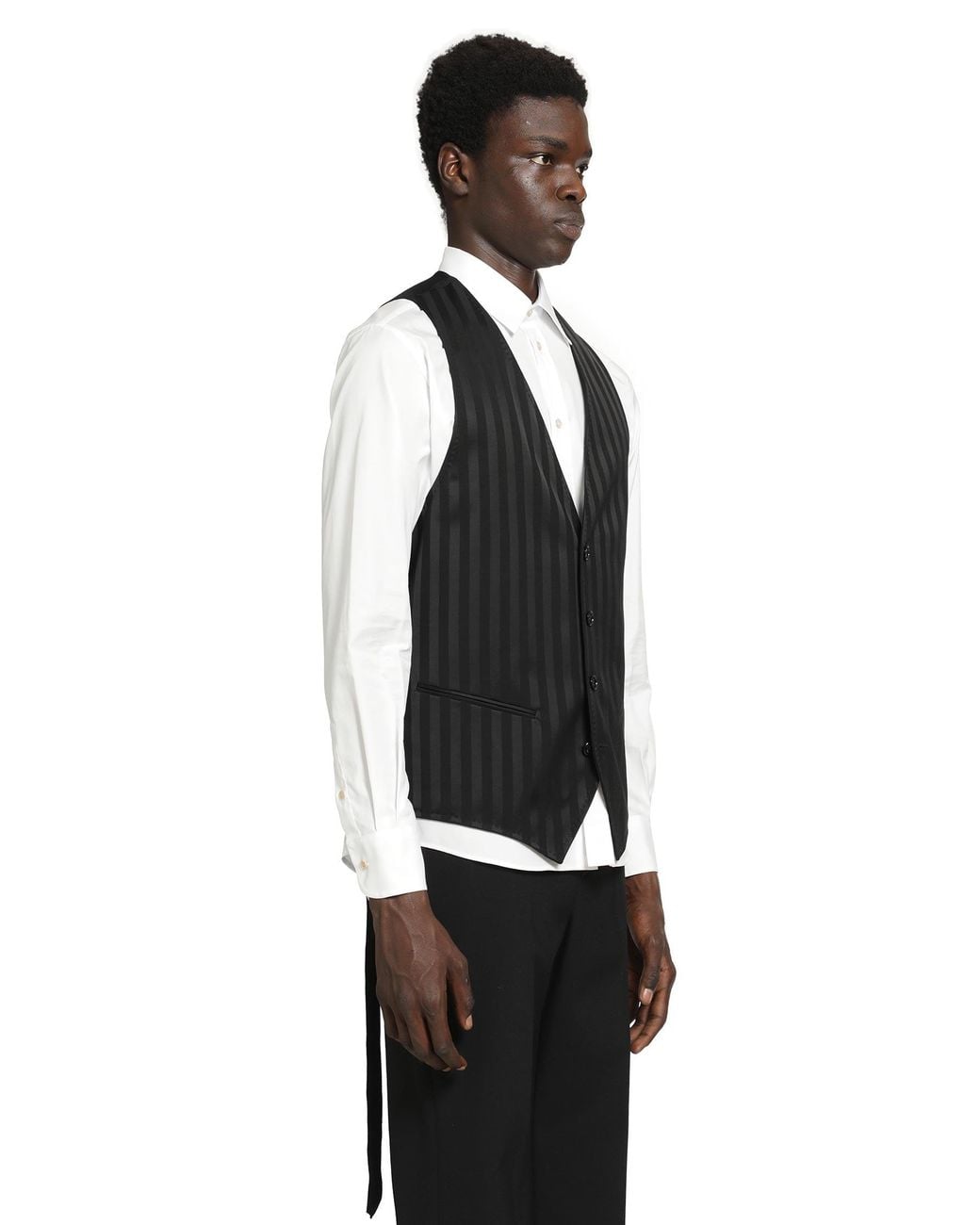 Ann Demeulemeester Black Juikko Striped Satin Waistcoat for men