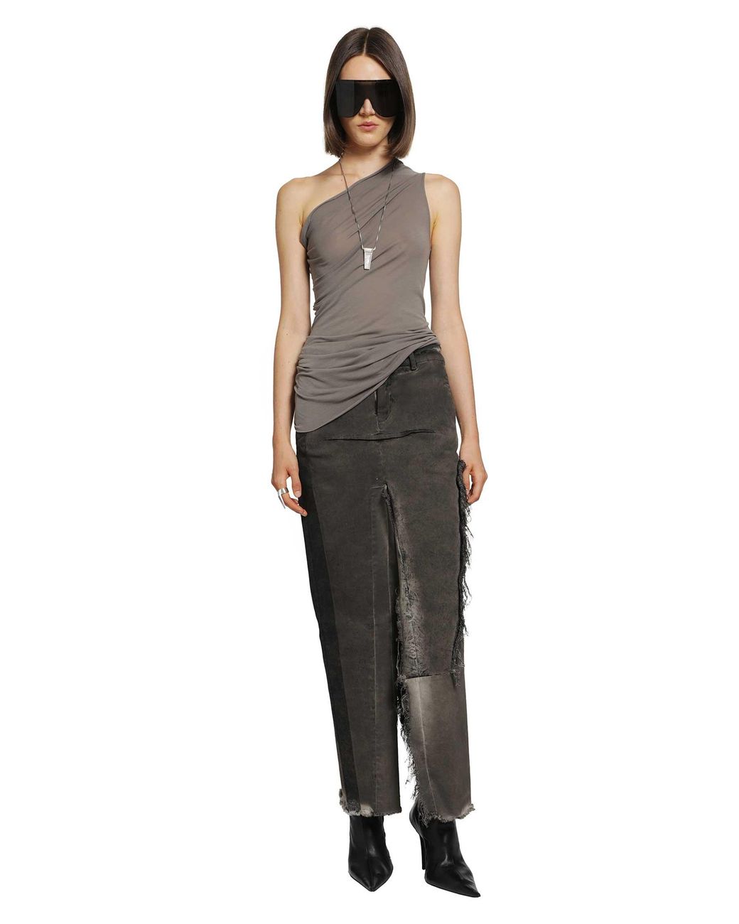 Rick Owens Black Tower Denim Sliced Skirt