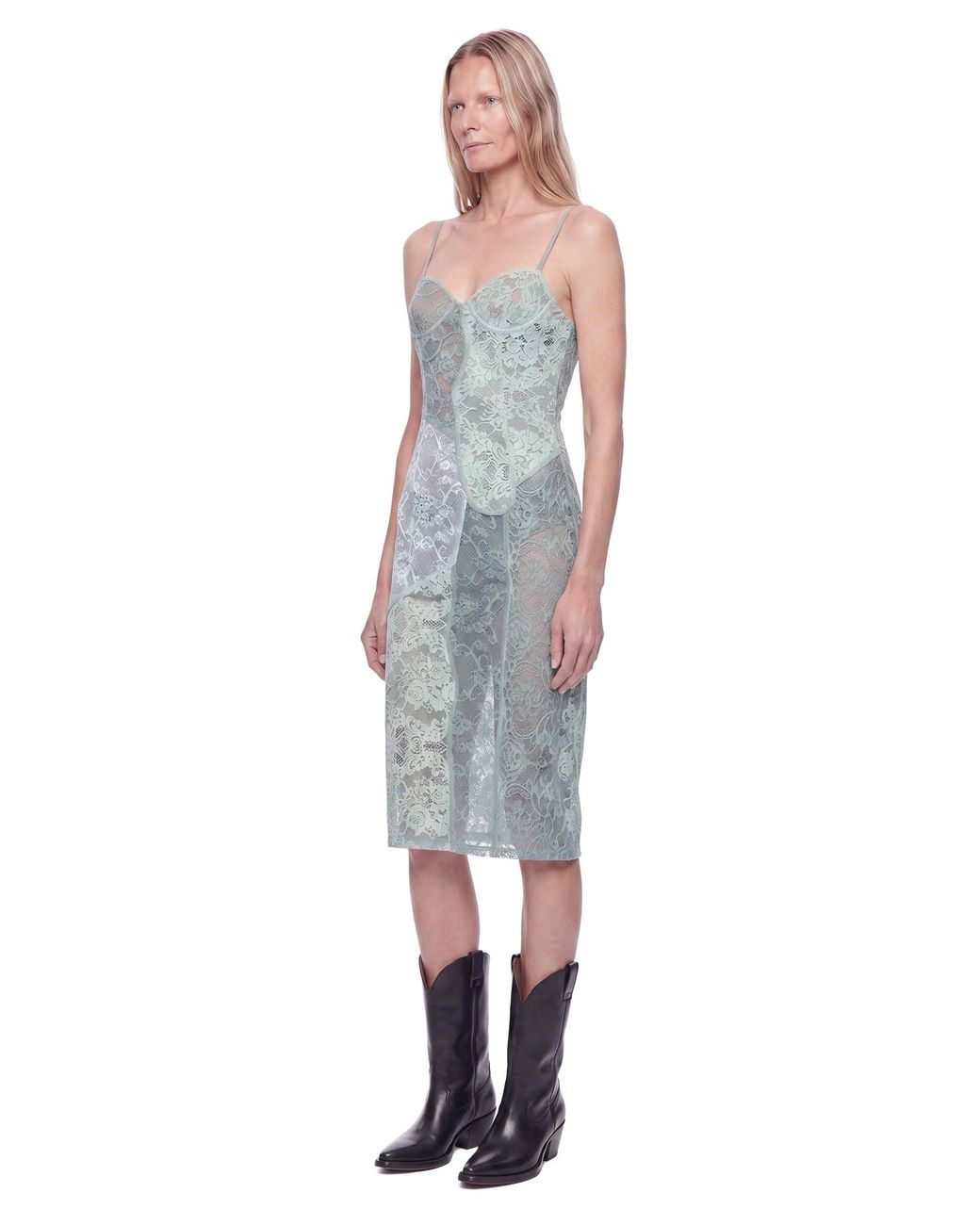 Acne Blue Lace Midi Slip Dress