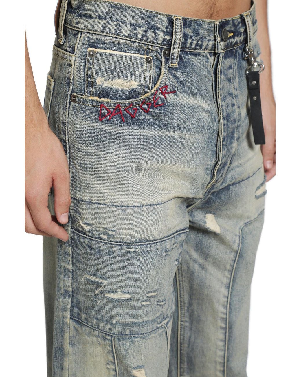 DAGGER Gray Sid Mended Jeans for men