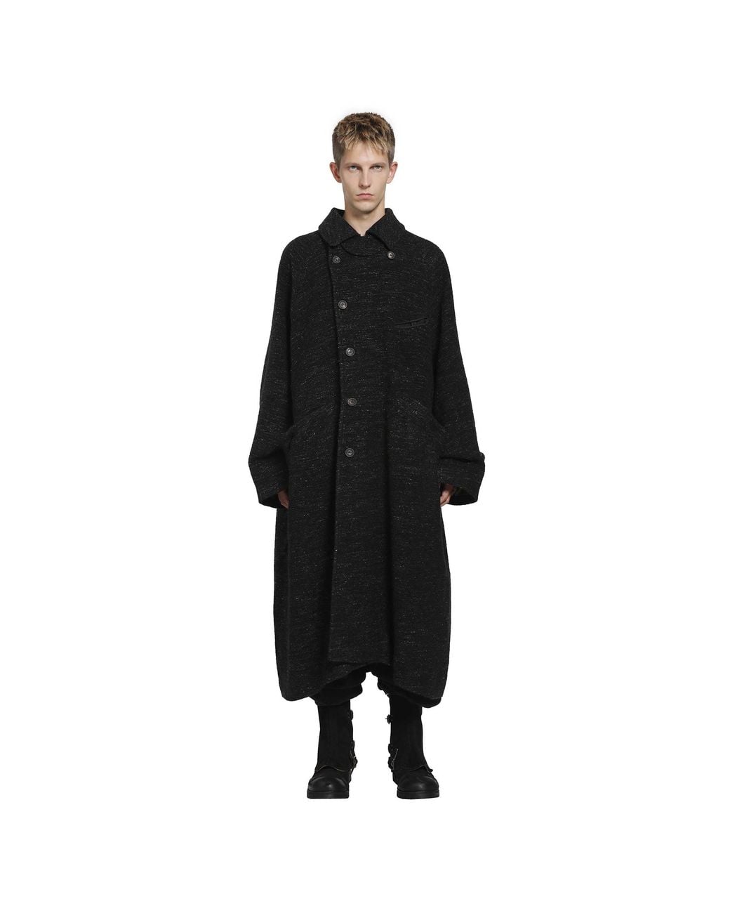 Ziggy Chen Black Spread Collar Coat for men