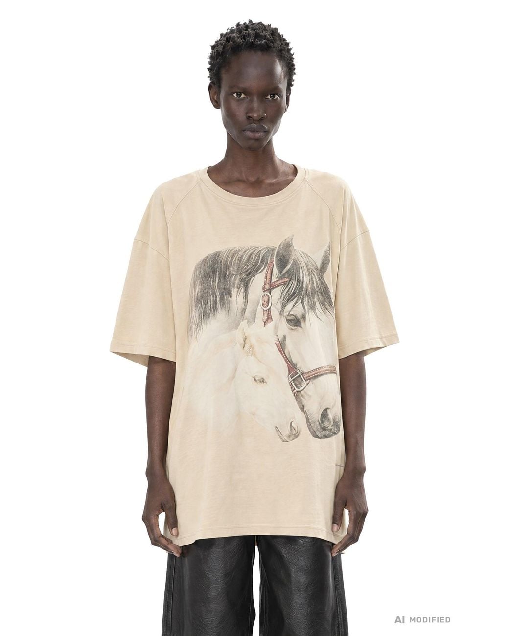 MM6 by Maison Margiela Natural Horse Portrait T-Shirt