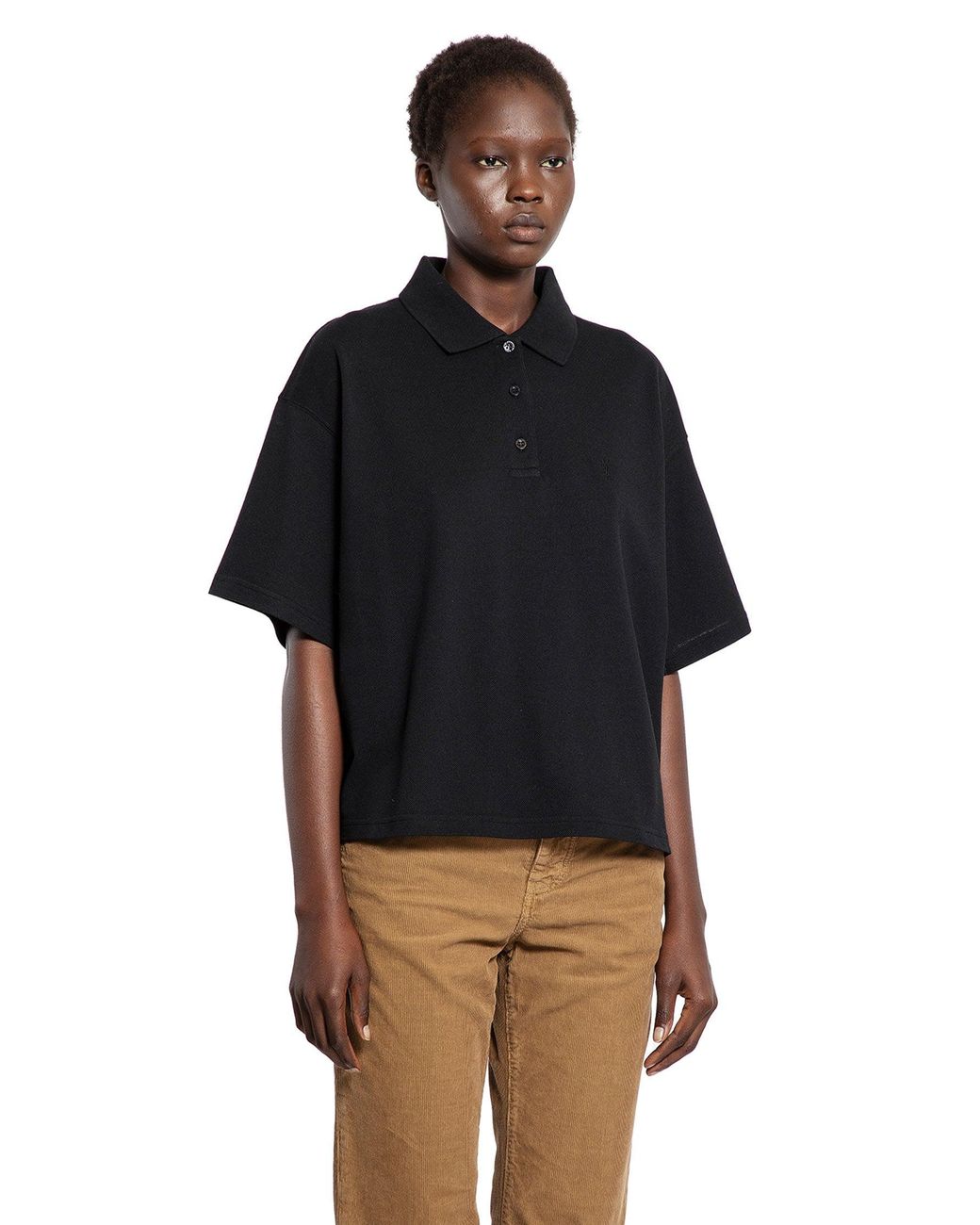 Saint Laurent Black Cassandre Polo Shirt