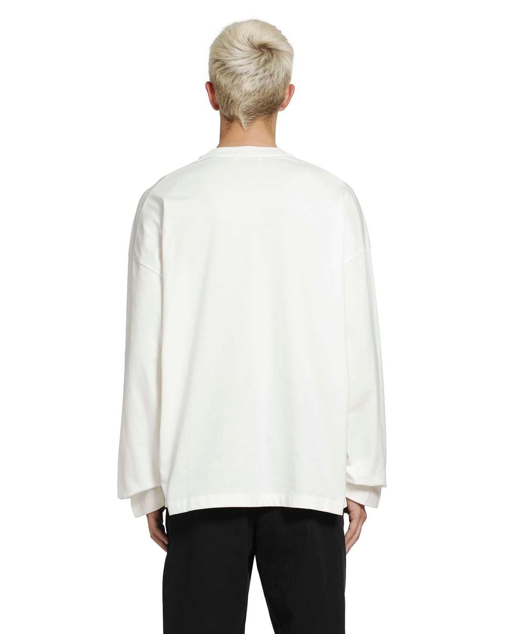 Jil Sander White Cotton Crewneck Long Sleeve T-Shirt for men