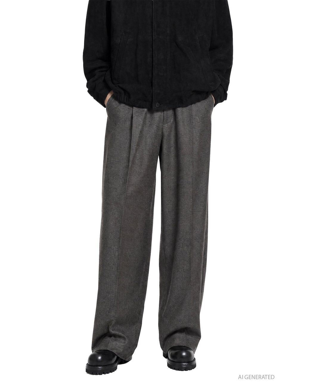Ssstein Gray Extra Fine Wool Extra Wide Trousers for men